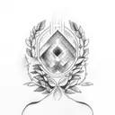 laurel wreath and praying hands tattoo design idea