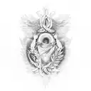 laurel wreath and praying hands tattoo design idea