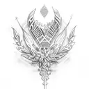 laurel wreath and praying hands tattoo design idea