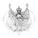 laurel wreath with stairs and praying hands tattoo design idea