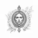 laurel wreath with stairs and praying hands tattoo design idea