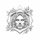 laurel wreath with stairs and praying hands tattoo design idea