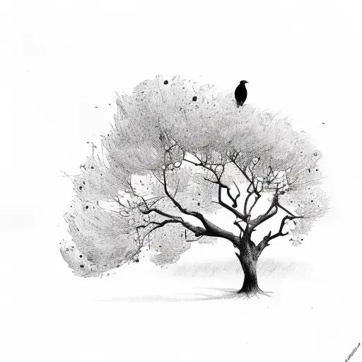 3 birds sitting in a tree tattoo design idea
