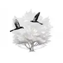 3 birds sitting in a tree tattoo design idea