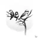 3 birds sitting in a tree tattoo design idea