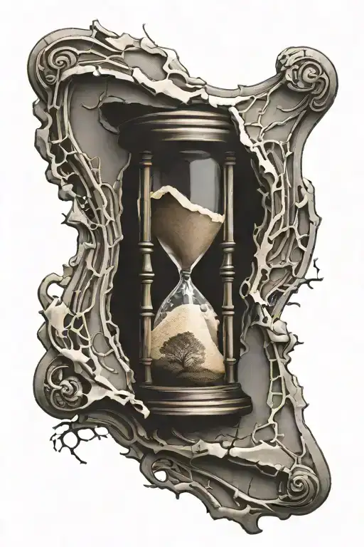 cracked hourglass tattoo design idea