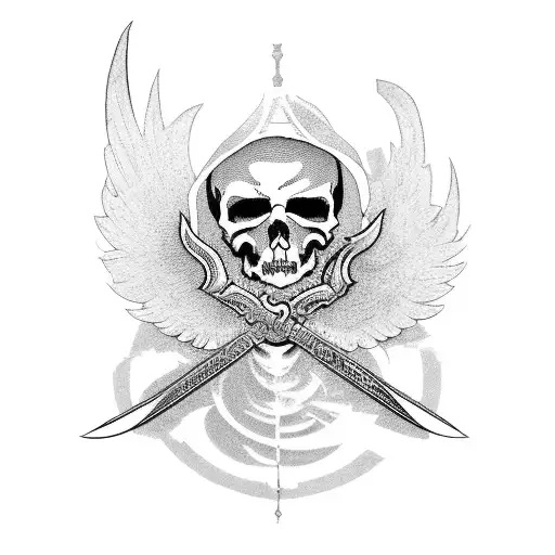 death with a scythe and a raven tattoo design idea