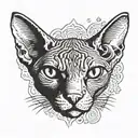 sphynx cat head with 4 empty eyes looking tattoo design idea