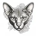 sphynx cat head with 4 empty eyes looking tattoo design idea