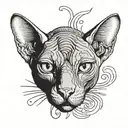 sphynx cat head with 4 empty eyes looking tattoo design idea