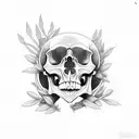 skull with plants tattoo design idea