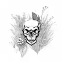  skull with plants tattoo design idea