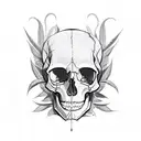  skull with plants tattoo design idea