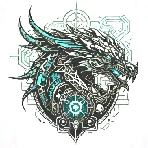 cyberpunk dragon tattoo design idea