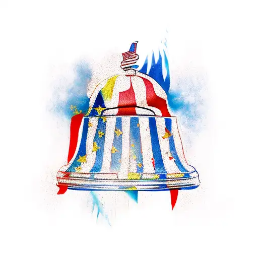 patriotic flag 1776 declaration liberty bell tattoo design idea