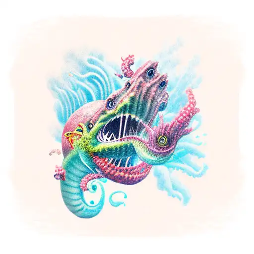 sea monster tattoo design idea