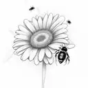 Rose and daisy bouquet with bees and friendship symbol tattoo design idea