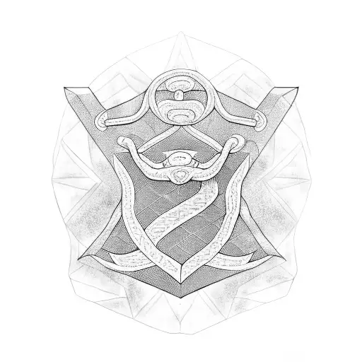 slytherin snake front view and only straight lines tattoo design idea