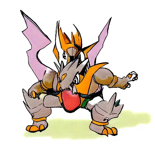 the digimon greymon fighting with the pokemon charizard tattoo design idea