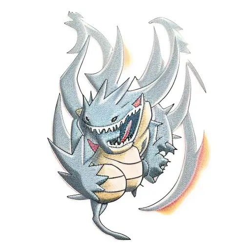 the digimon greymon fighting with the pokemon charizard tattoo design idea