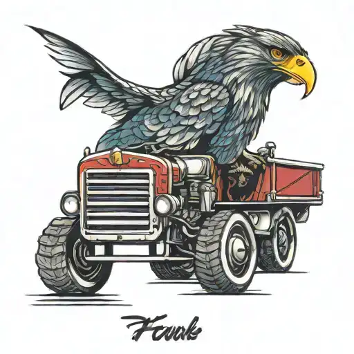 hawk semi truck tattoo design idea