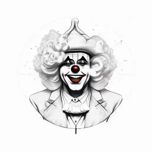 retro clown only face with a high face tattoo design idea
