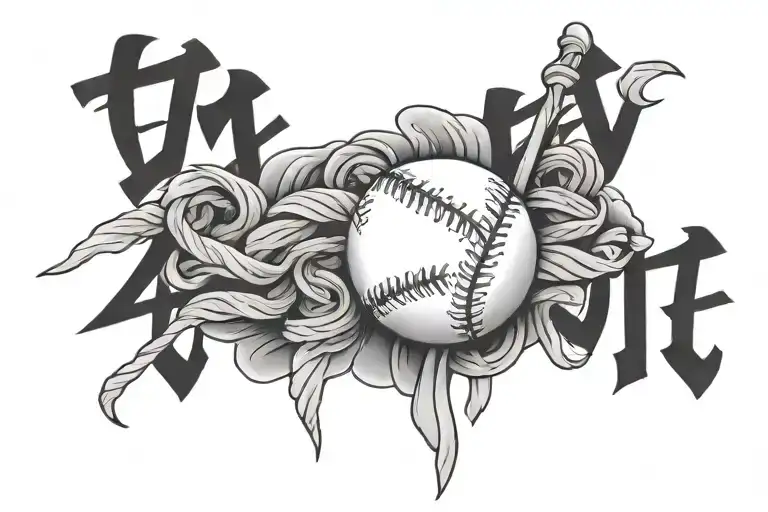Chinese symbols that say steve with baseball laces and football laces raped around  tattoo design idea