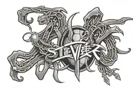 Chinese symbols that say steve with  football laces raped around  tattoo design idea
