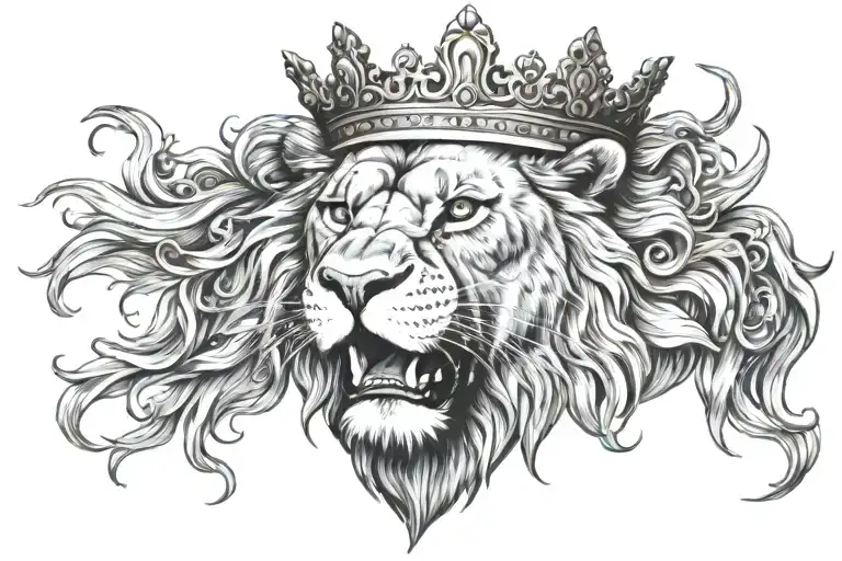 lion roaring lion wearing a crown tattoo design idea