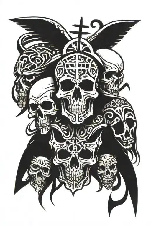skulls and jesus christ tattoo design idea