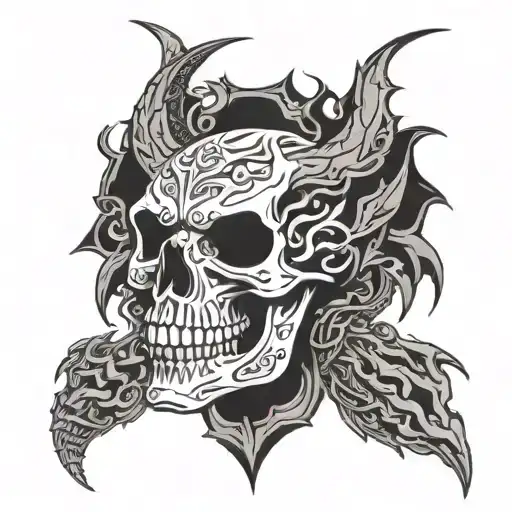 Combine a skull and dragon in a tribal tattoo design tattoo design idea