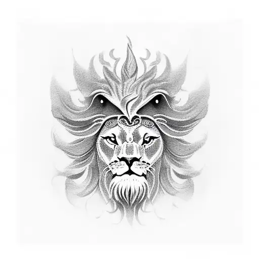 WINGED LION HEAD tattoo design idea