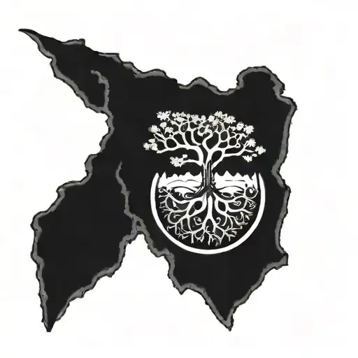 Vegvisir and Yggdrasil tree tattoo design idea