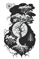 Vegvisir and Yggdrasil tree tattoo design idea