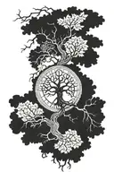 Vegvisir and Yggdrasil tree tattoo design idea