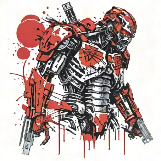 terminator in samurai armor tattoo design idea