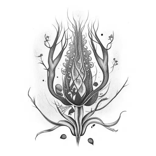 Carnivorous plants in a mysterious forest tattoo design idea