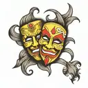 comedy and tragedy mask tattoo design idea