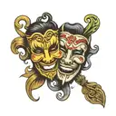 comedy and tragedy mask tattoo design idea