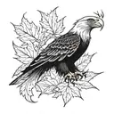 Eagle bright fall leaves tattoo design idea