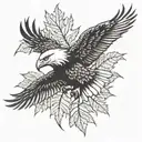 Eagle bright fall leaves tattoo design idea