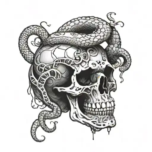 skull and snakes forearm tattoo design idea