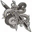 Sword snake cross tattoo design idea