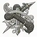 Sword snake cross tattoo design idea