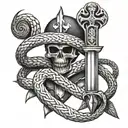 Sword snake cross tattoo design idea