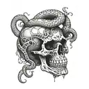 skull and snakes forearm tattoo design idea