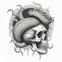 skull and snakes forearm tattoo design idea