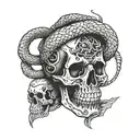 skull and snakes forearm tattoo design idea