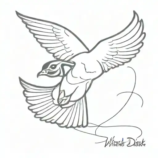 wood duck flying wings open tattoo design idea