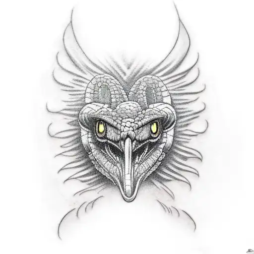 quetzal con esqueleto de serpiente  tattoo design idea